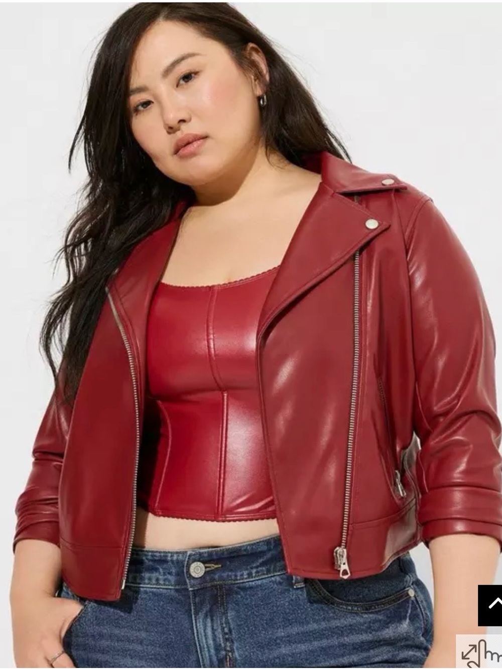 torrid Red Faux Leather Asymmetrical Moto Jacket